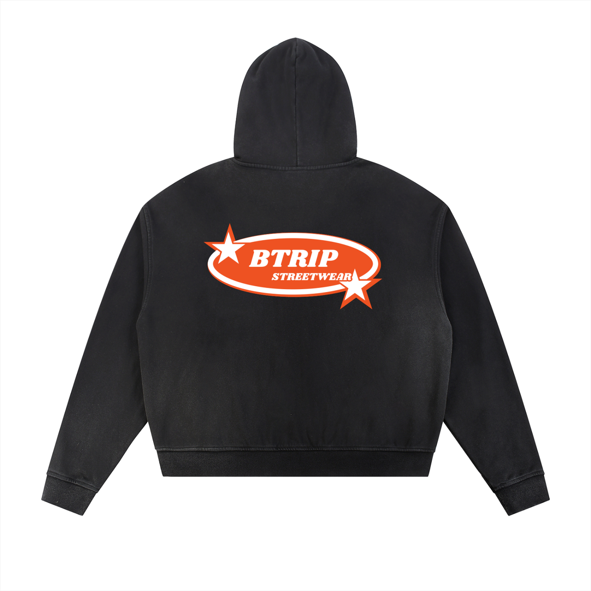 BTRIP STREETWEAR | Unisex Sun Fade Frayed Raw Edge Fleece Zip Hoodie
