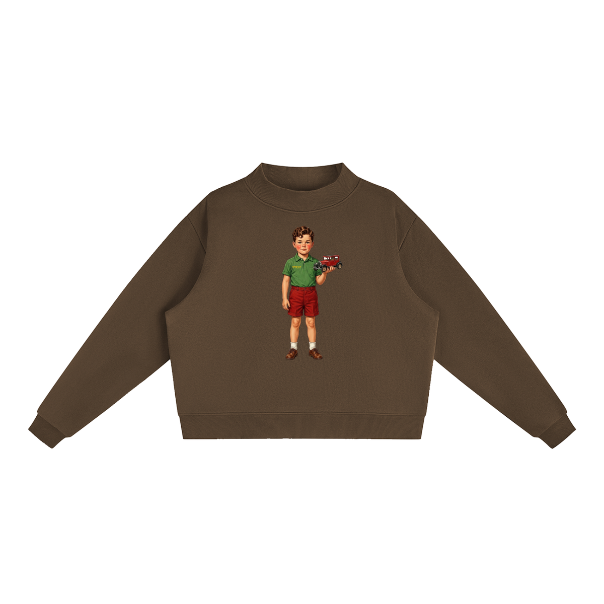 Essential Fleece Mock-Neck Crew Sweatshirt