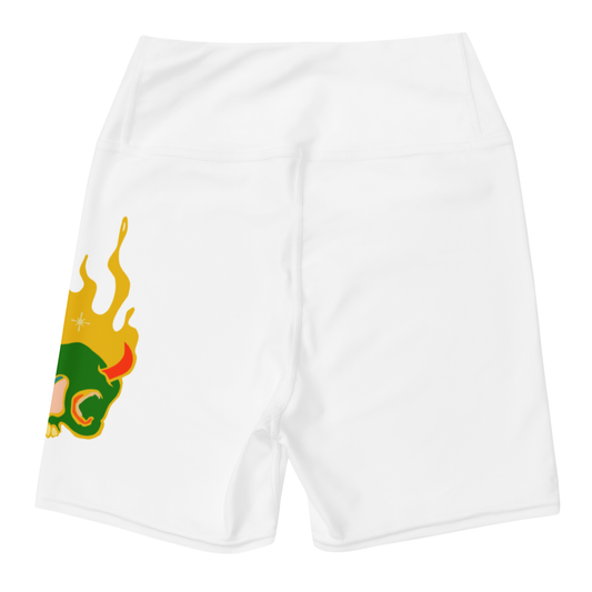Yoga Shorts — White | Breathable High-Waist