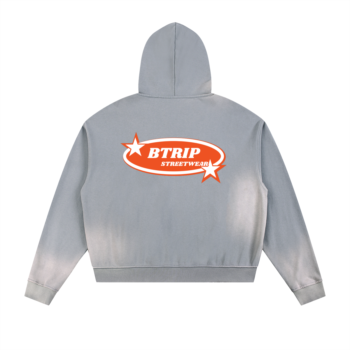 BTRIP STREETWEAR | Unisex Sun Fade Frayed Raw Edge Fleece Zip Hoodie