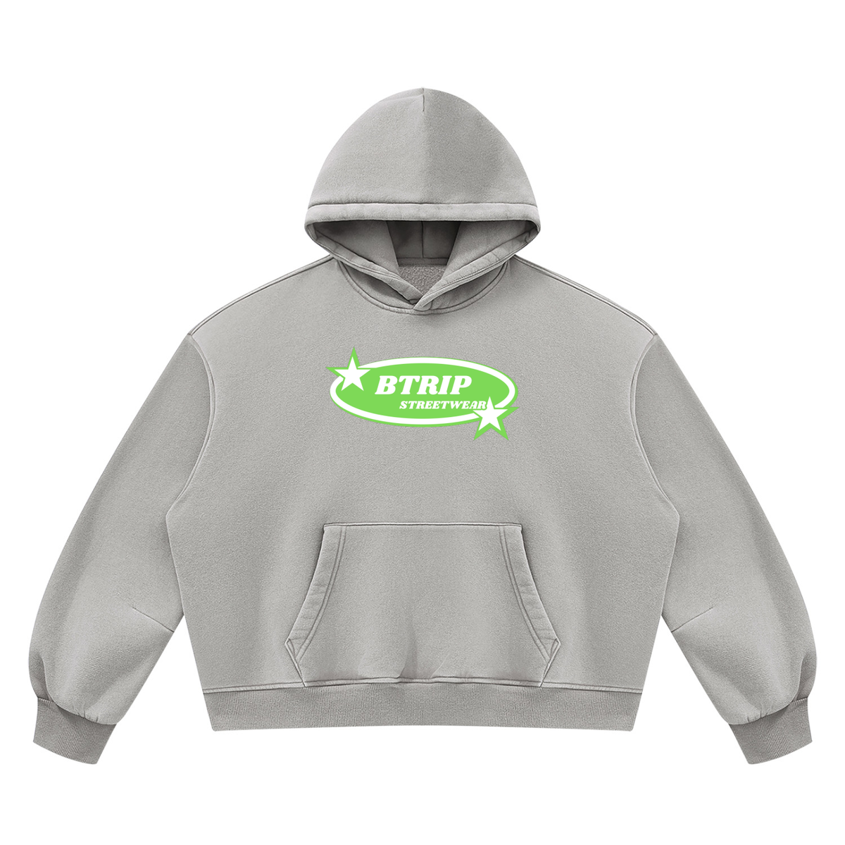 BTRIP STREETWEAR | The Green Logo Vintage Wash Boxy Hoodie