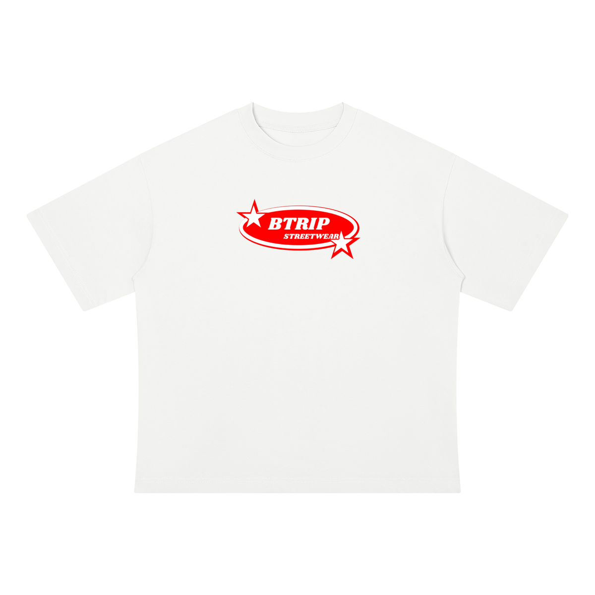 BTRIP STREETWEAR | Red Oval Drop Shoulder Cotton T-Shirt