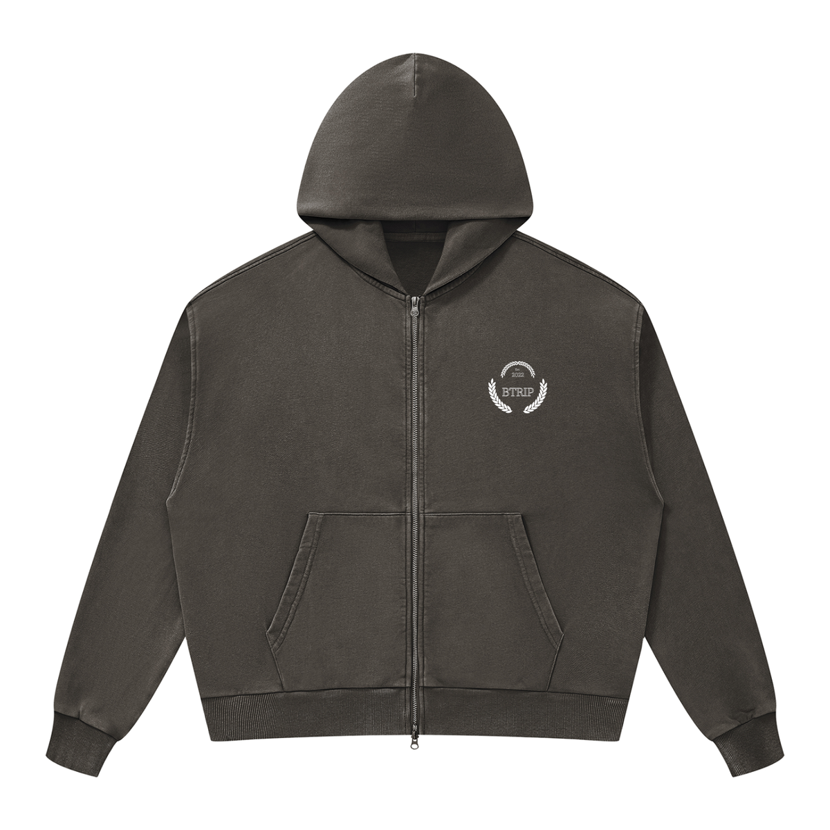 C&A | Unisex Mineral Wash Boxy Full Zip Hoodie