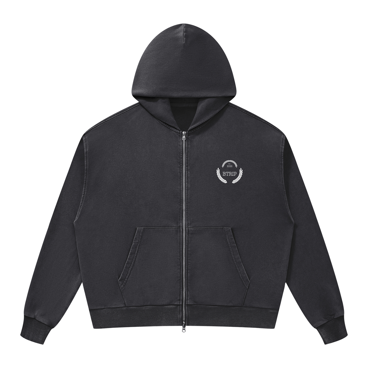 C&A | Unisex Mineral Wash Boxy Full Zip Hoodie