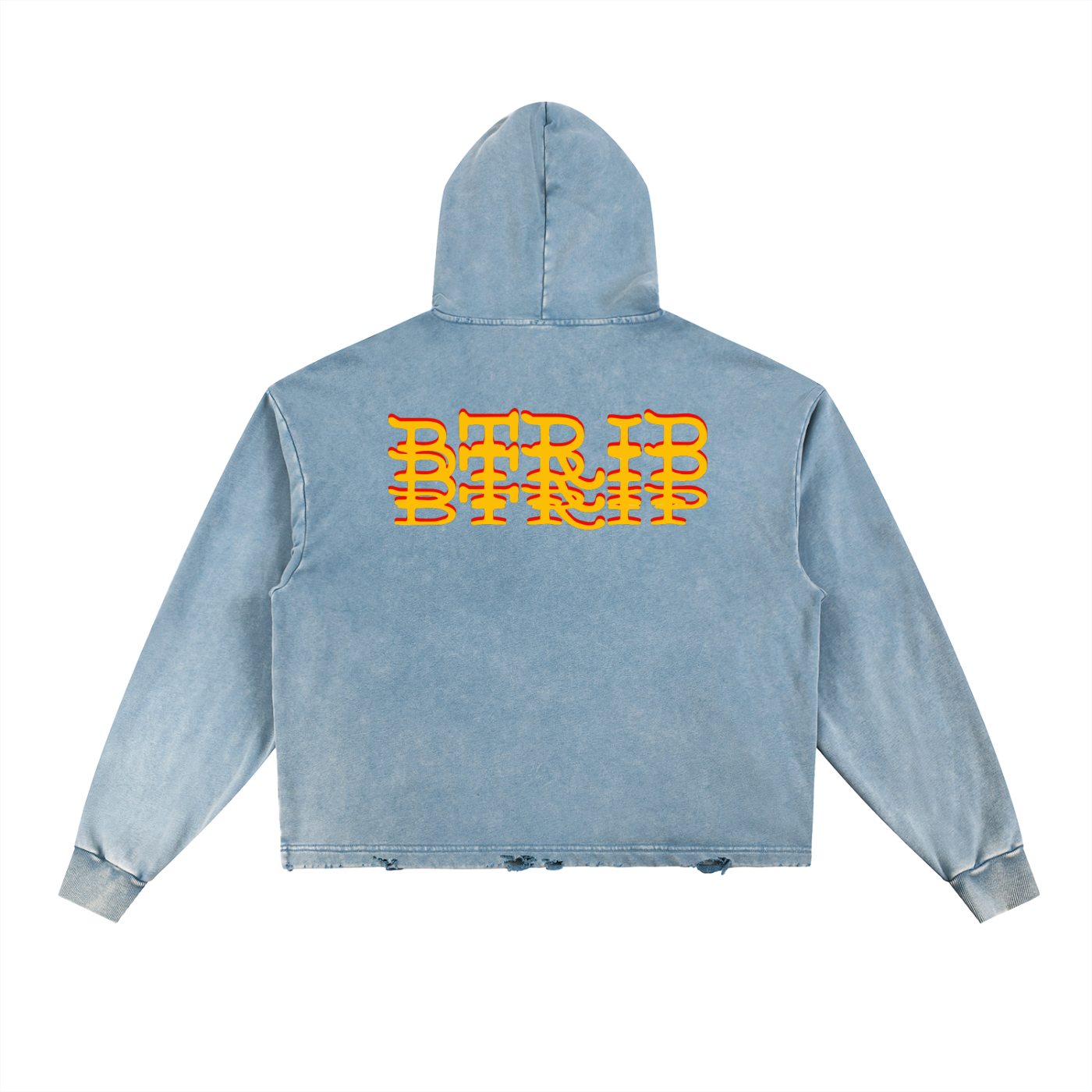 SHVRK - Blue Washed Frayed Hoodie