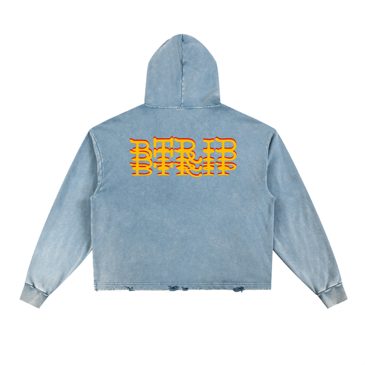 SHVRK - Blue Washed Frayed Hoodie