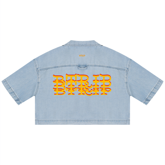 GVBV - Women's Vintage Wash Boxy Cropped Shirt