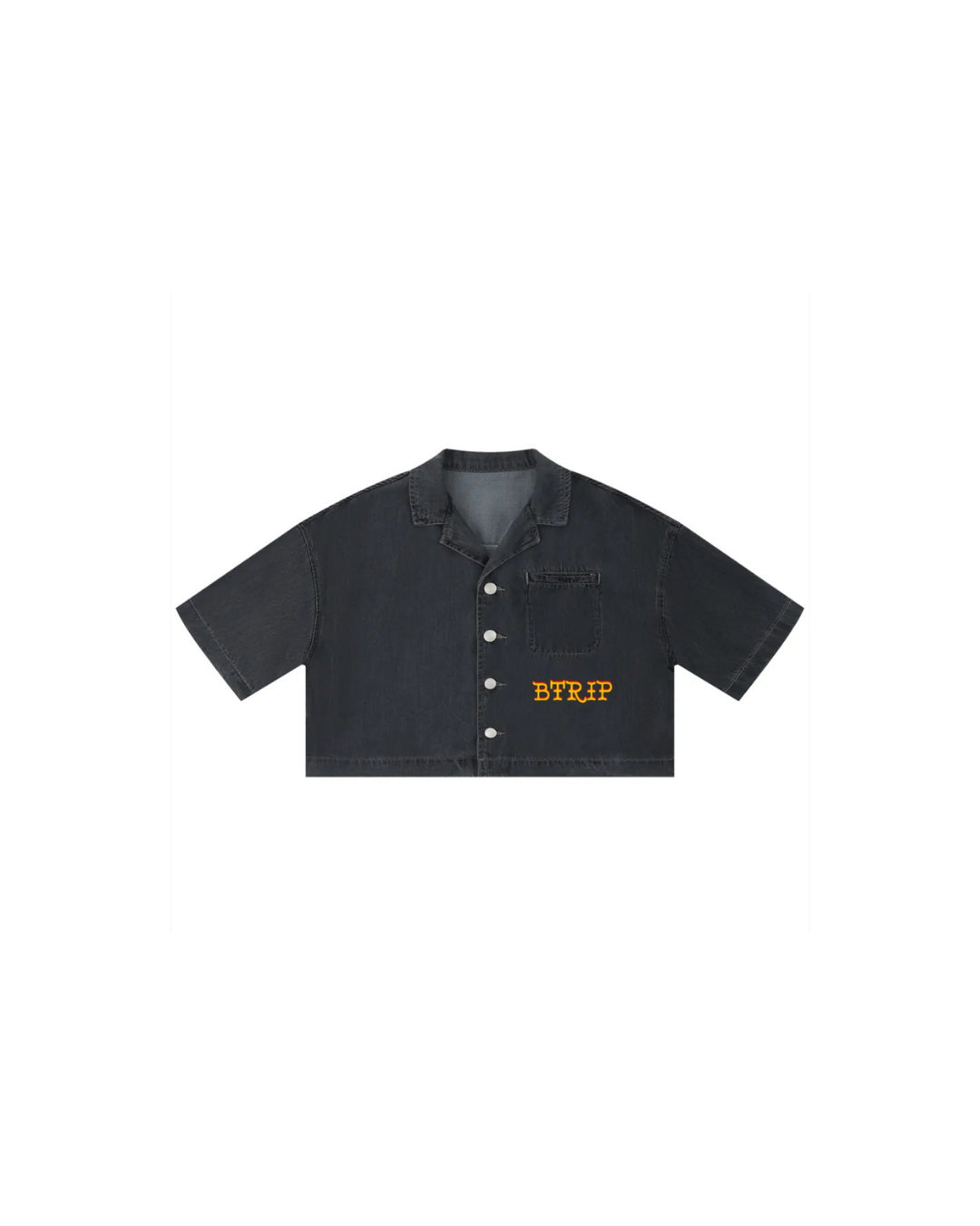 GVBV Vintage Wash Boxy Crop Shirt