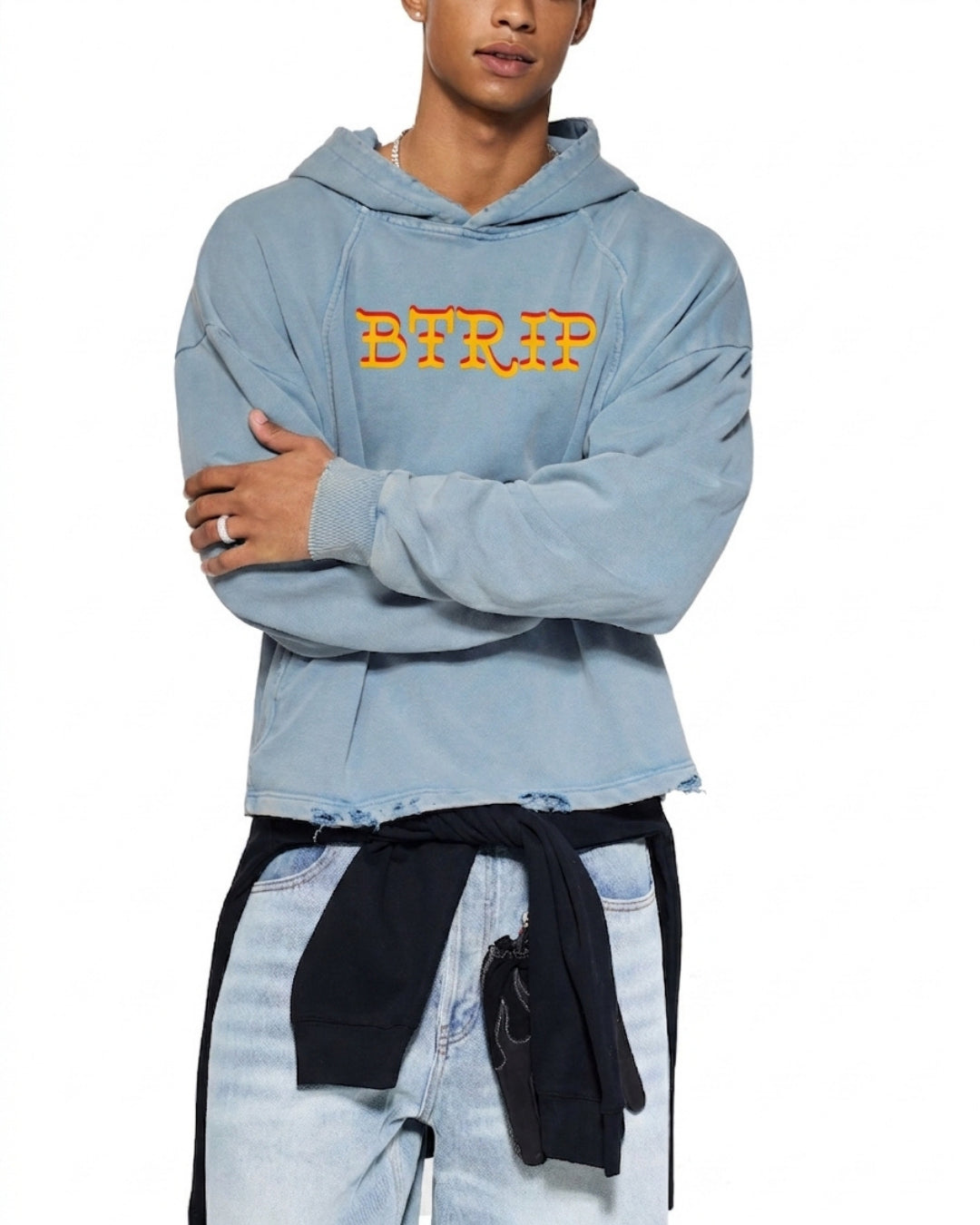SHVRK Vintage Washed Hoodie — Frayed Hem
