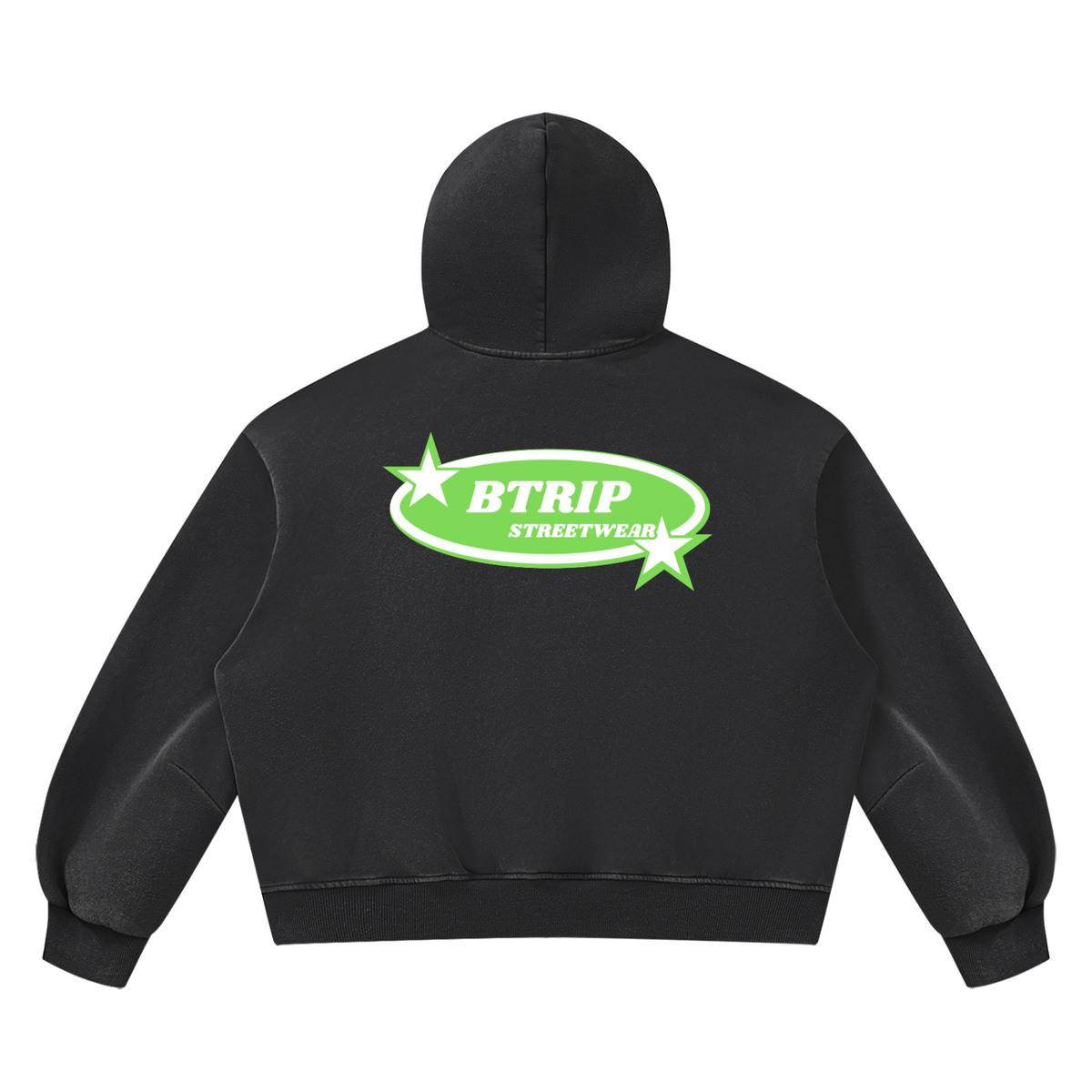 BTRIP STREETWEAR | The Green Logo Vintage Wash Boxy Hoodie