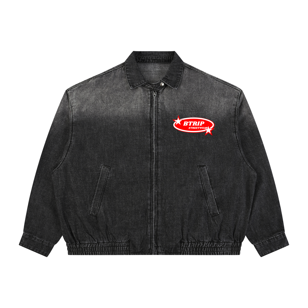 BTRIP STREETWEAR | Unisex Vintage Wash Full-Zip Denim Jacket