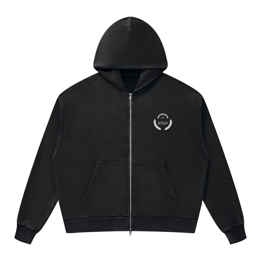 C&A | Unisex Mineral Wash Boxy Full Zip Hoodie