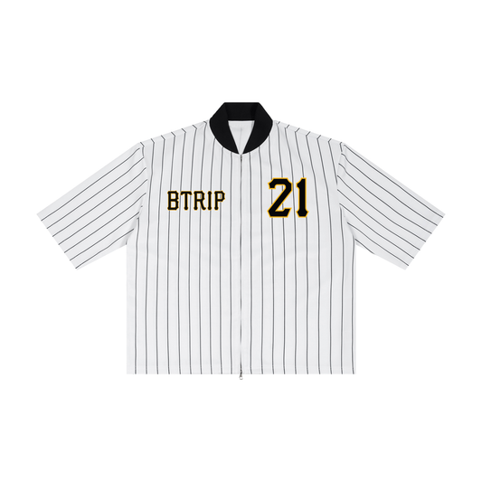 PIRVTES - Unisex Striped Full-Zip Baseball Jersey