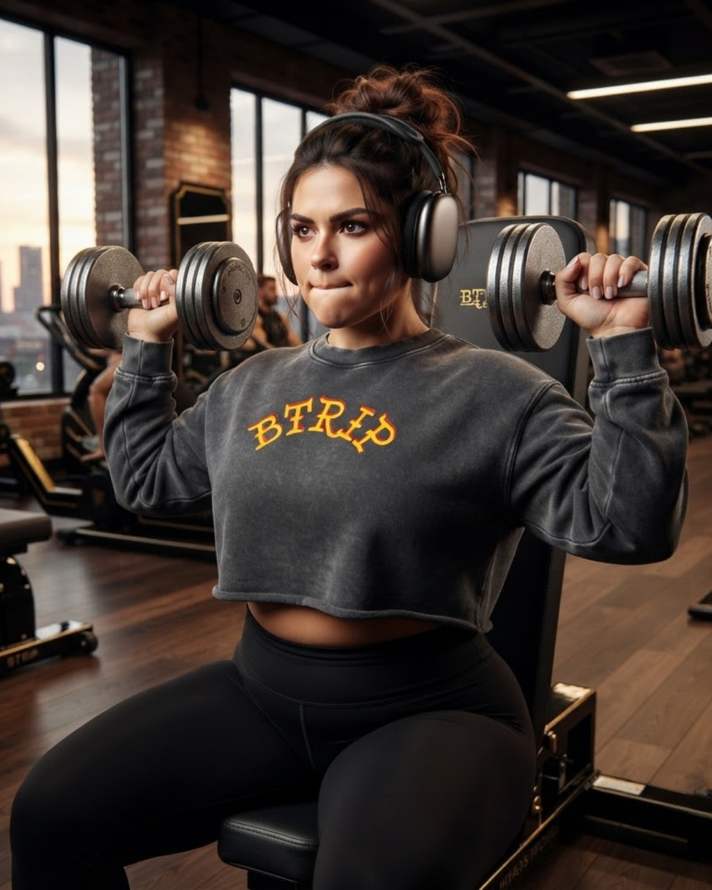 BVBY MUSCLE - Washed Raw Edge Cropped Sweatshirt