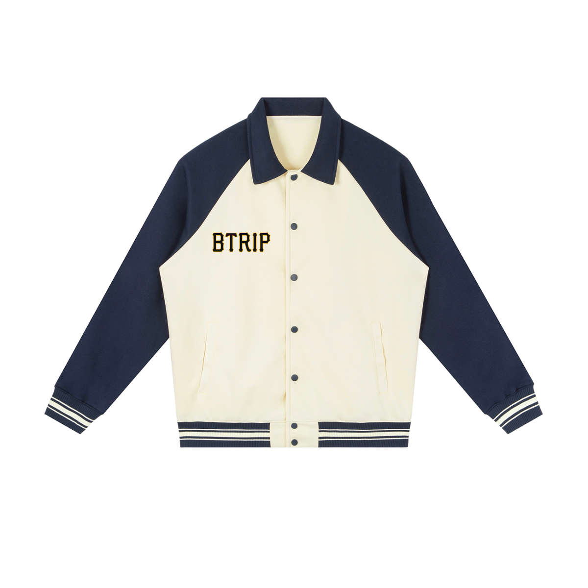 PIRVTES - Contrast Raglan Sleeve Baseball Jacket