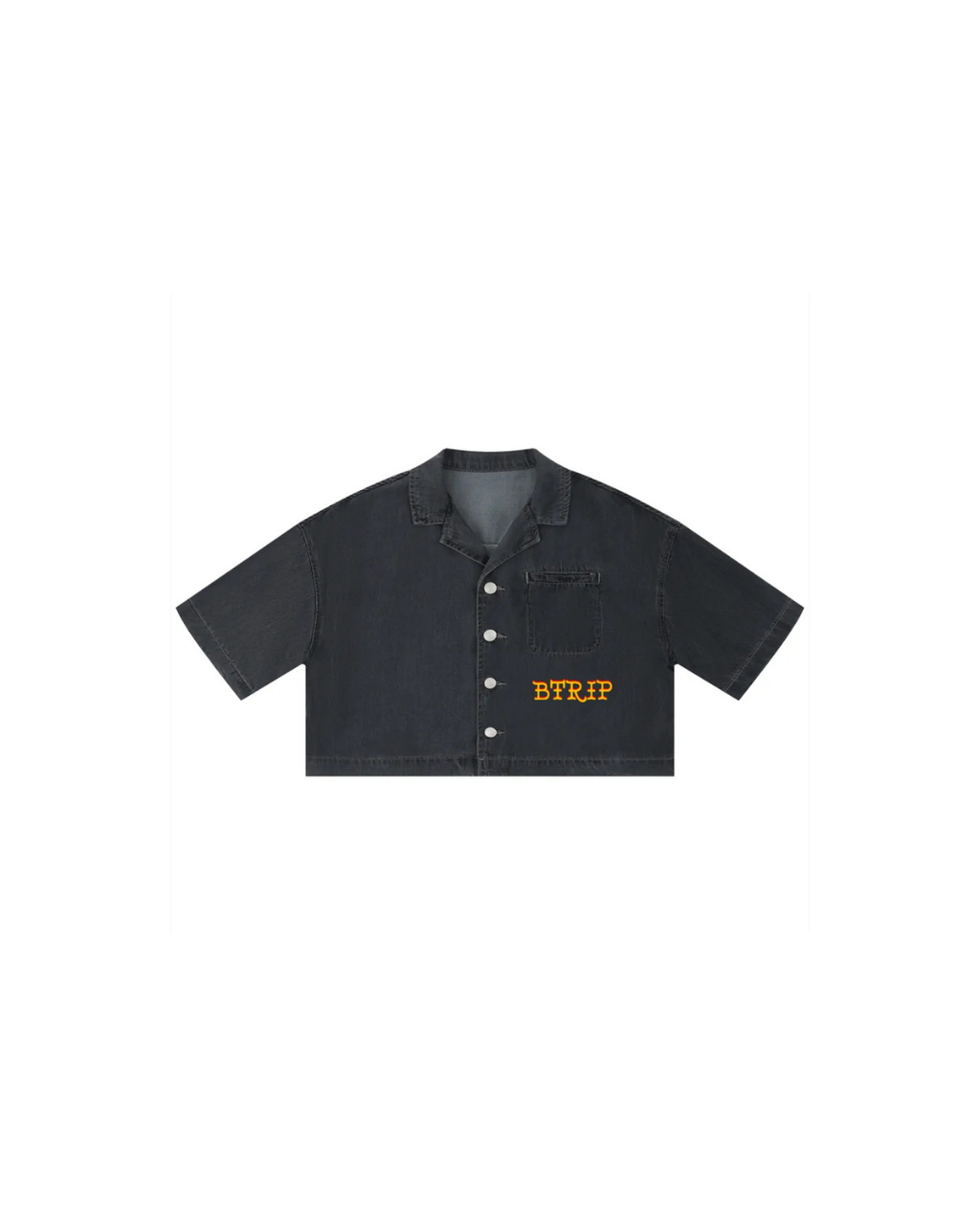 GVBV Vintage Wash Boxy Crop Shirt