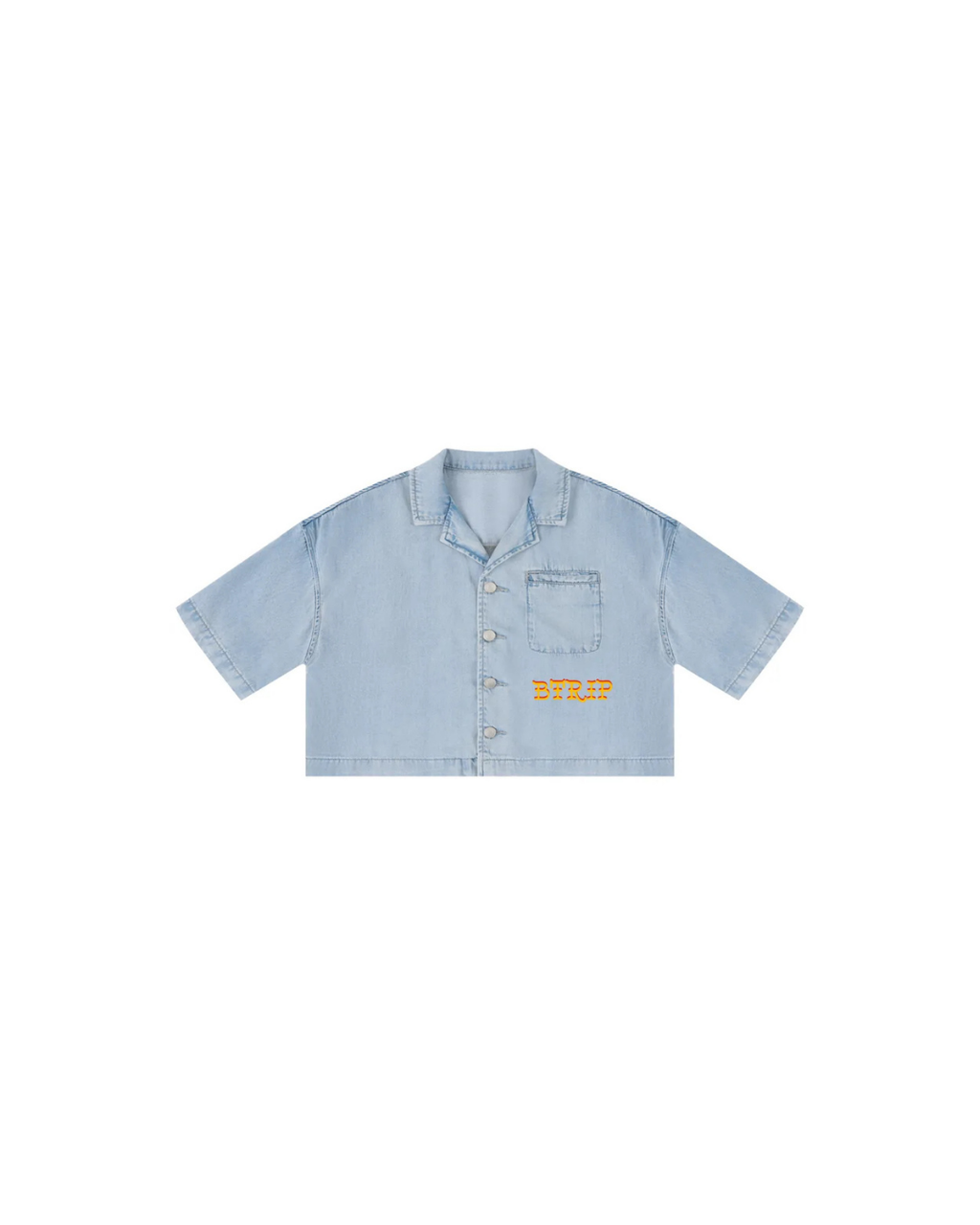 GVBV Vintage Wash Boxy Crop Shirt