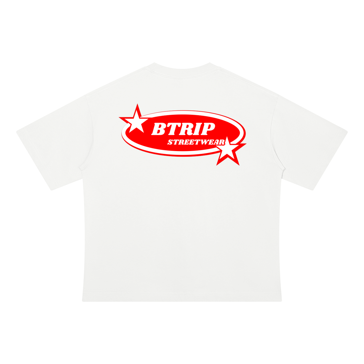 BTRIP STREETWEAR | Red Oval Drop Shoulder Cotton T-Shirt