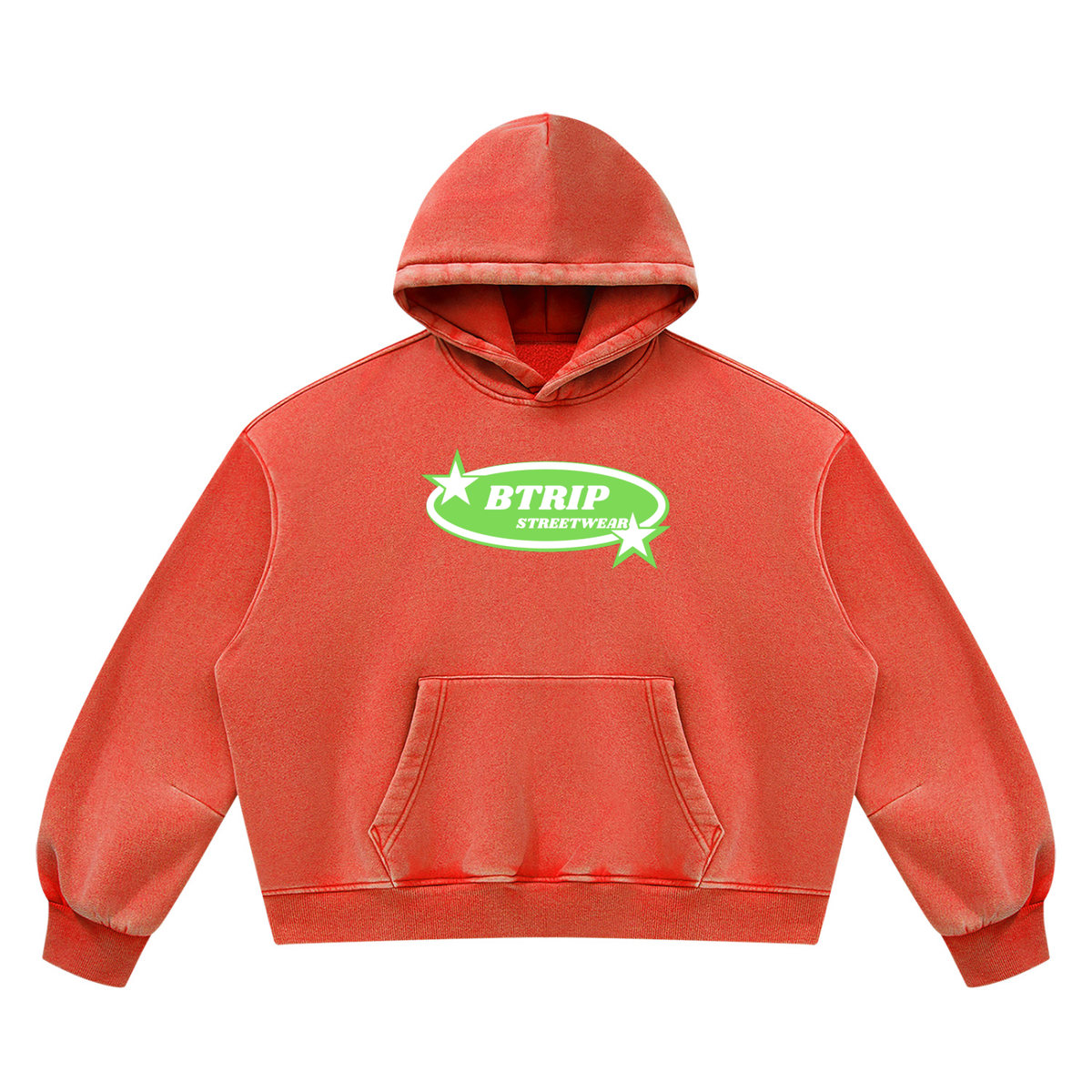 BTRIP STREETWEAR | The Green Logo Vintage Wash Boxy Hoodie