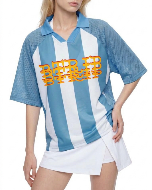 VRGENTINV | Unisex Striped Mesh Boxy Soccer Jersey