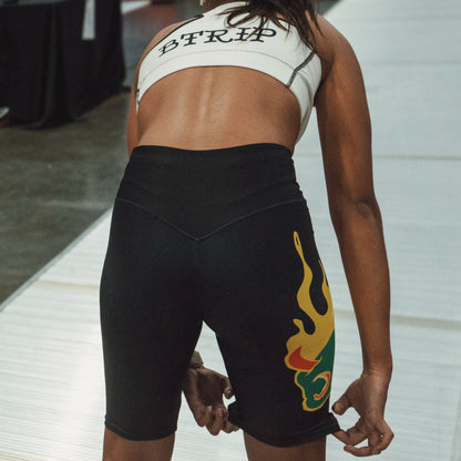 Skull Biker Shorts — Black | High-Waist Compression