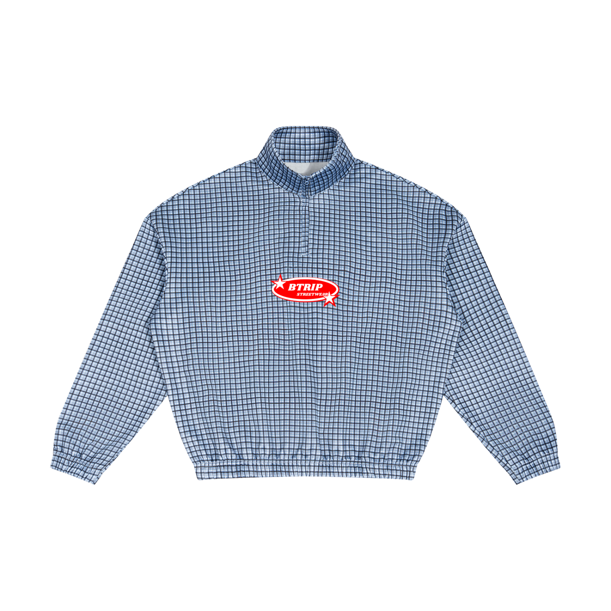 BTRIP STREETWEAR | The Plaid Quarter-Zip Oversized Sweatshirt