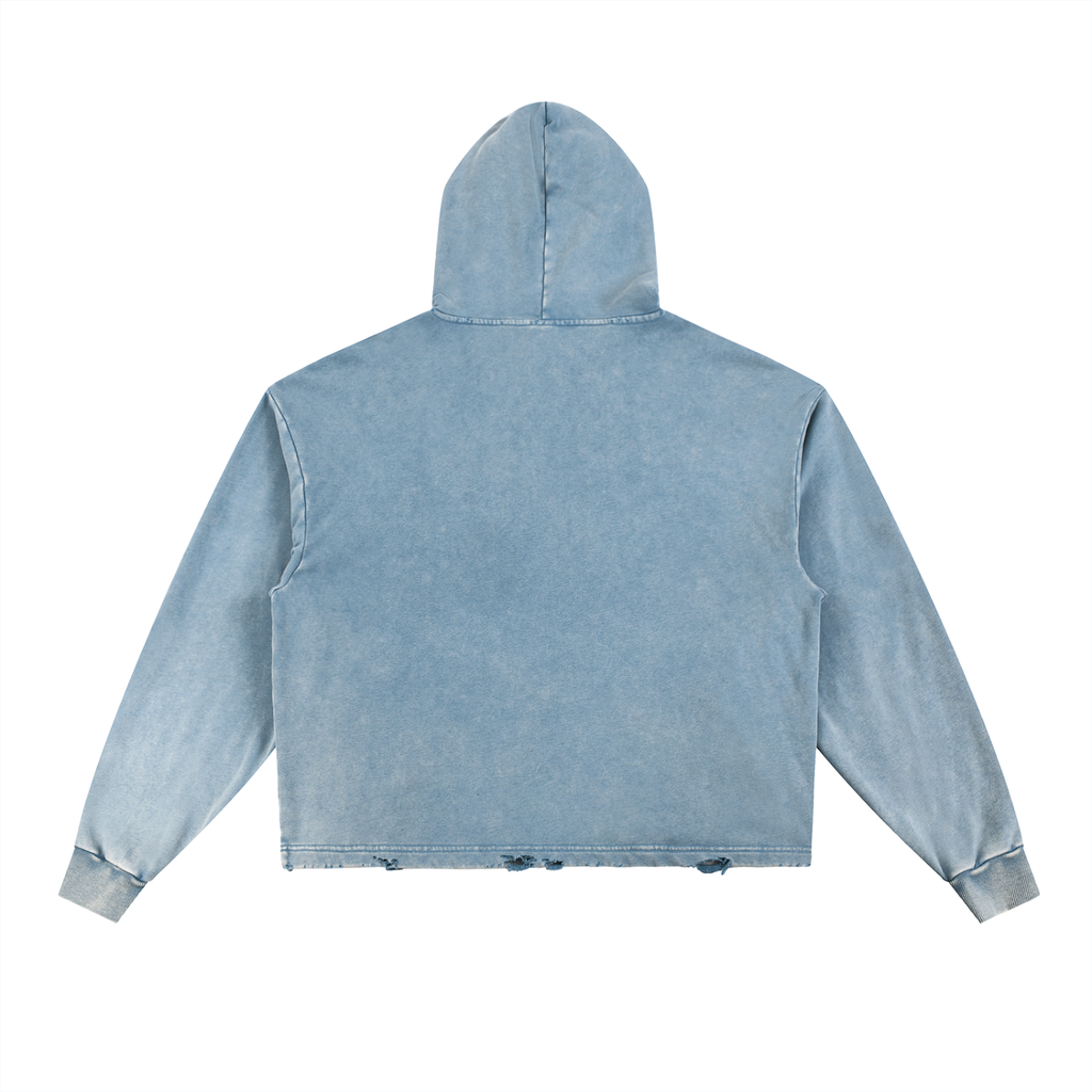 WVVES - Vintage Washed Frayed-Hem Hoodie