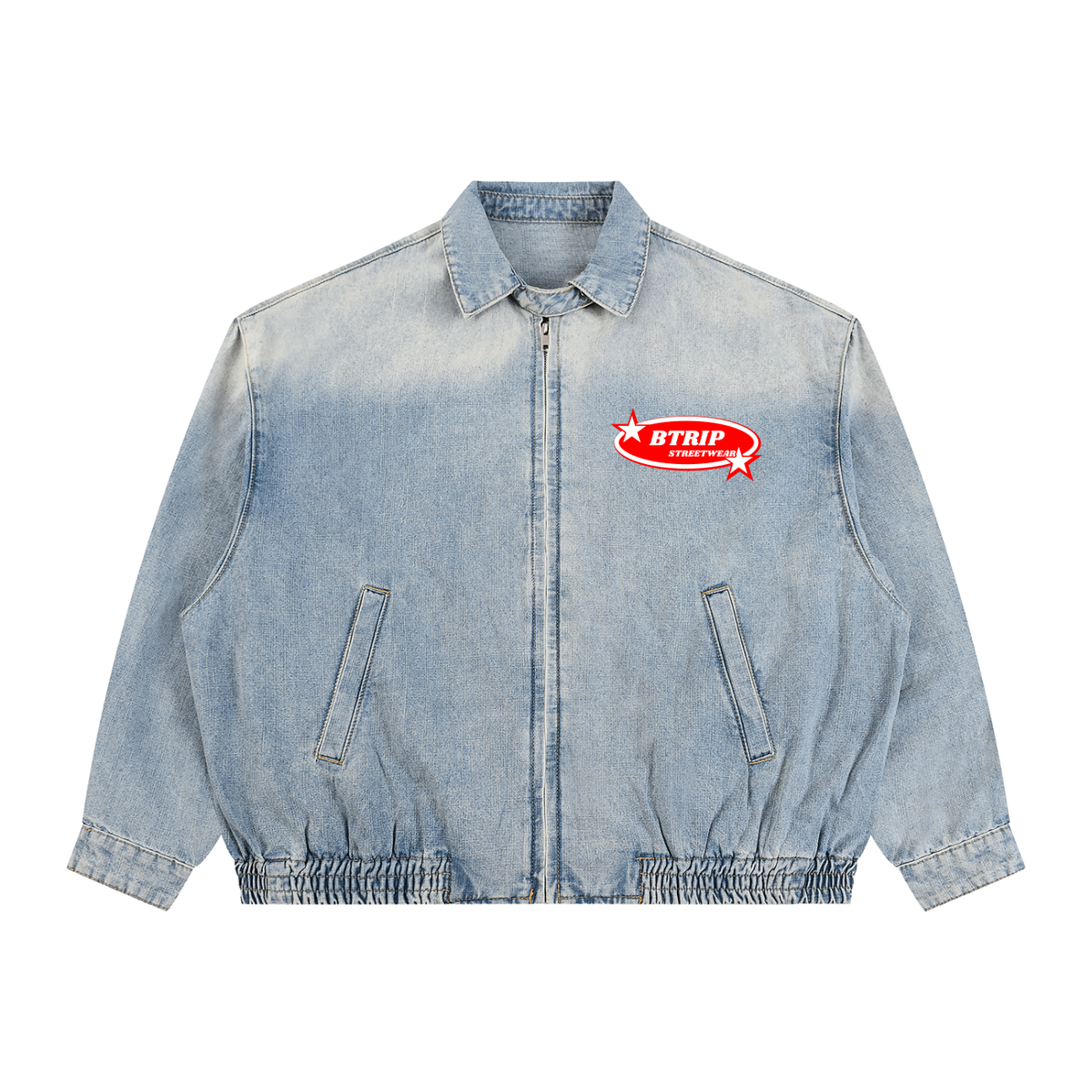 BTRIP STREETWEAR | Unisex Vintage Wash Full-Zip Denim Jacket