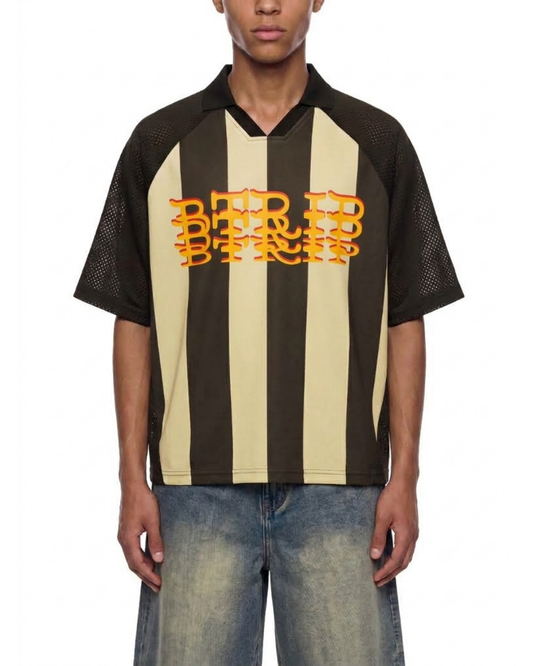 FVNBVSED | Unisex Striped Mesh Boxy Soccer Jersey