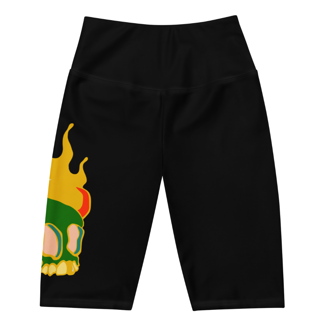 Skull Biker Shorts — Black | High-Waist Compression