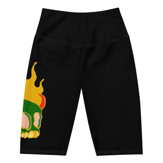 Skull Biker Shorts — Black | High-Waist Compression
