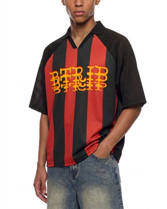 SPVIN | Unisex Striped Mesh Boxy Soccer Jersey