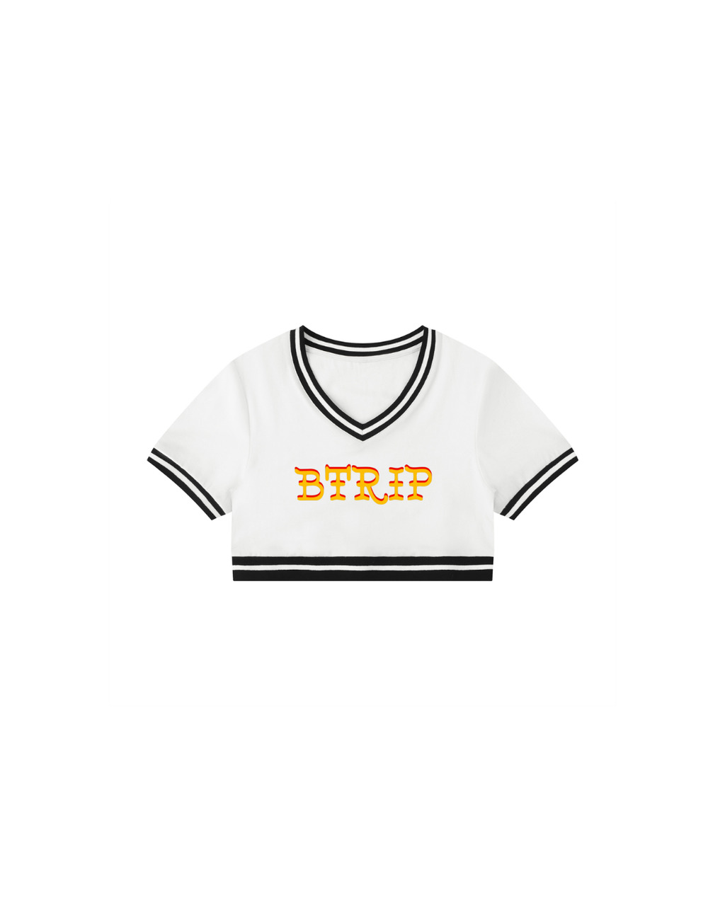 GUVYNVBO Color Block V-Neck Crop Tee