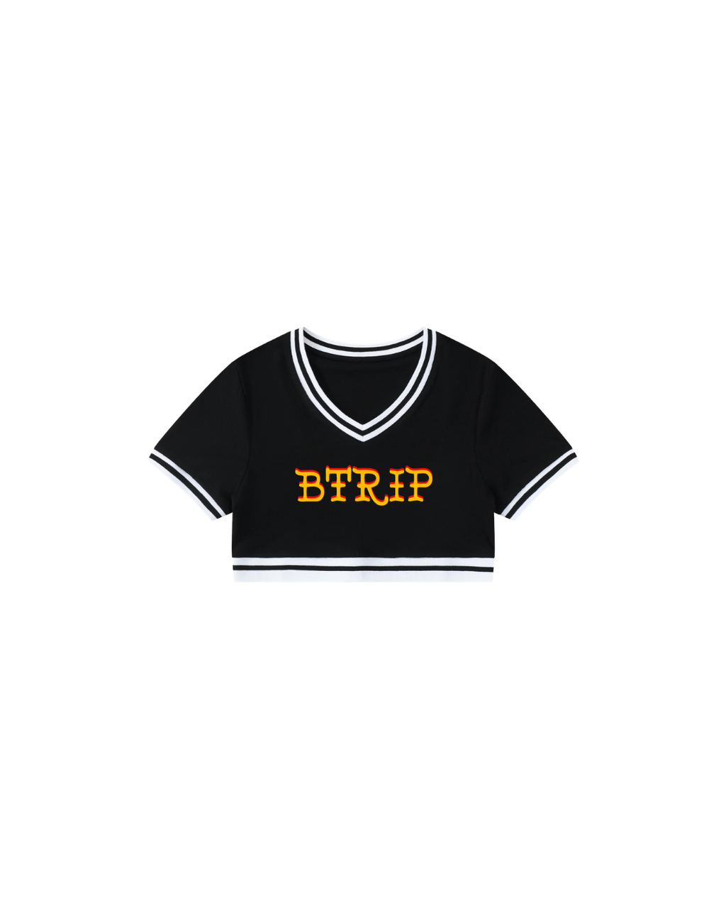 GUVYNVBO Color Block V-Neck Crop Tee
