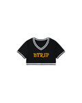 GUVYNVBO Color Block V-Neck Crop Tee