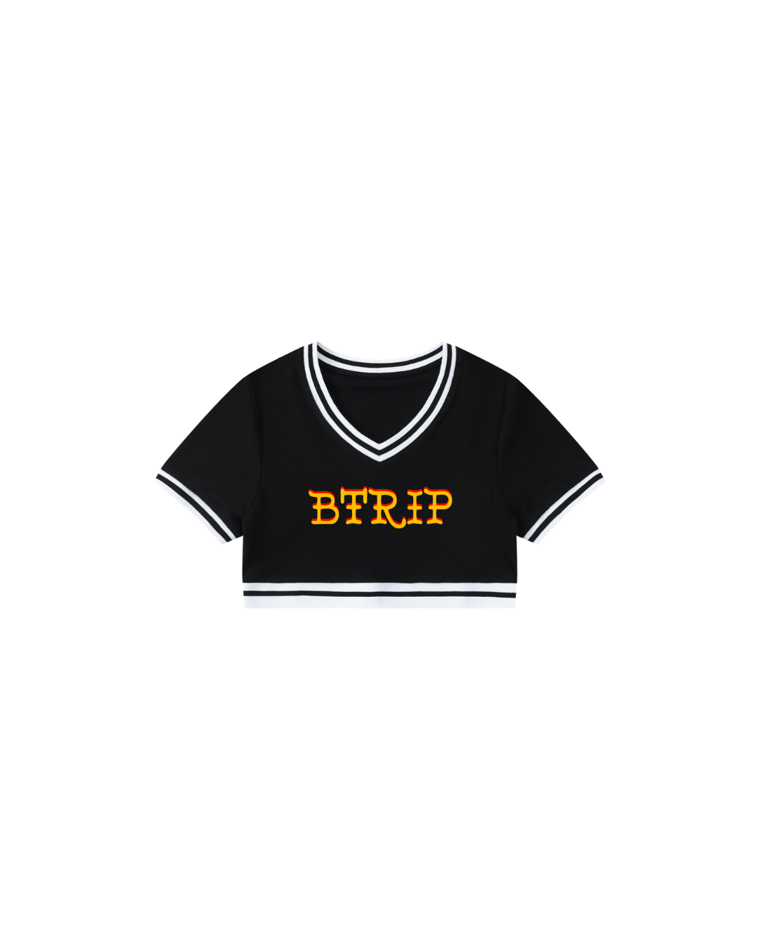 GUVYNVBO Color Block V-Neck Crop Tee