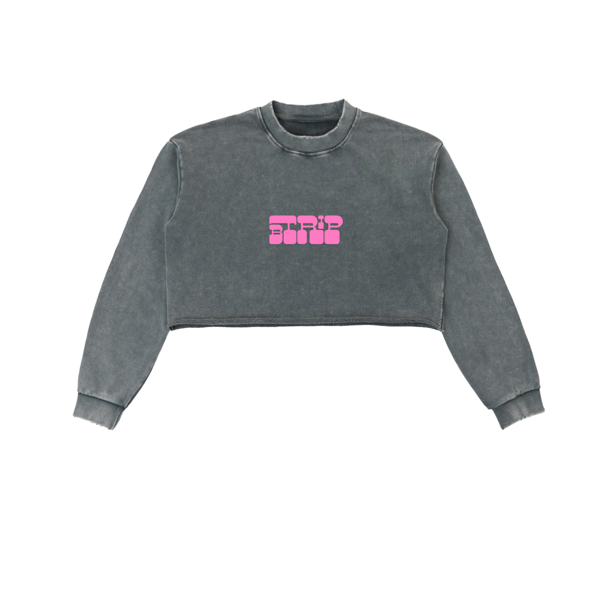 BTRIP PNK | The Snow Washed Raw Edge Cropped Sweatshirt