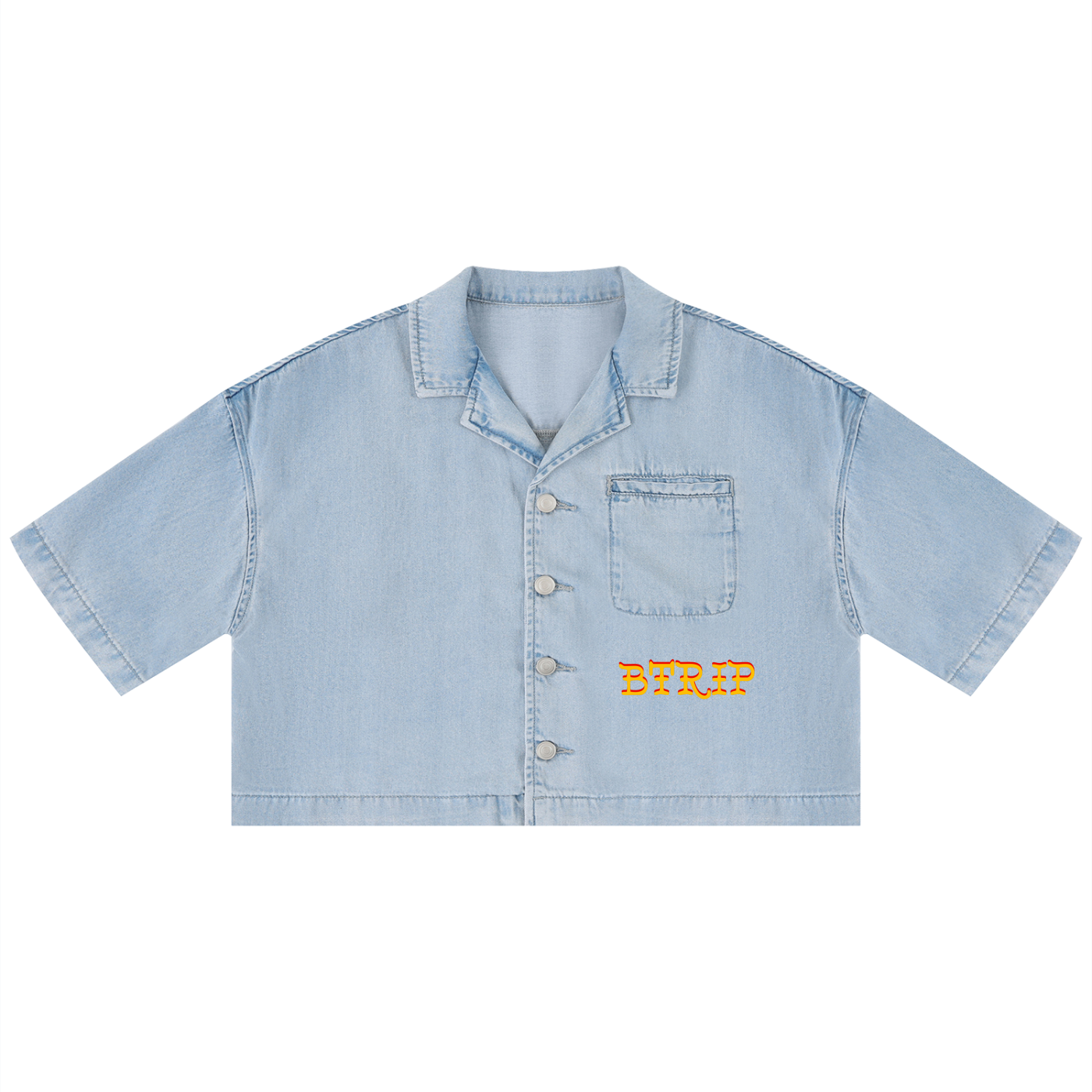 GVBV - Women's Vintage Wash Boxy Cropped Shirt