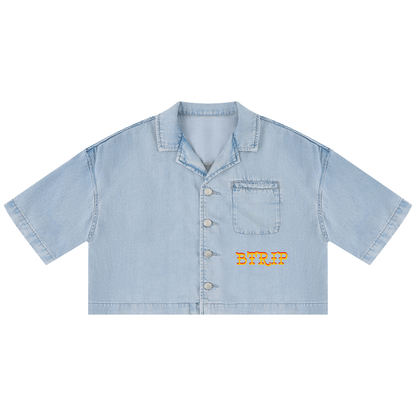 GVBV - Women's Vintage Wash Boxy Cropped Shirt