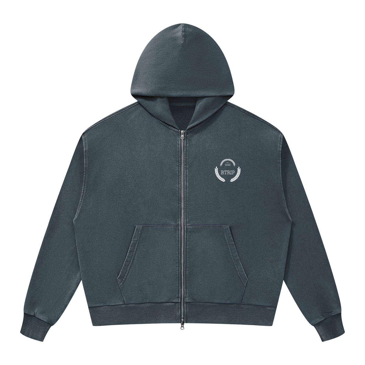 C&A | Unisex Mineral Wash Boxy Full Zip Hoodie