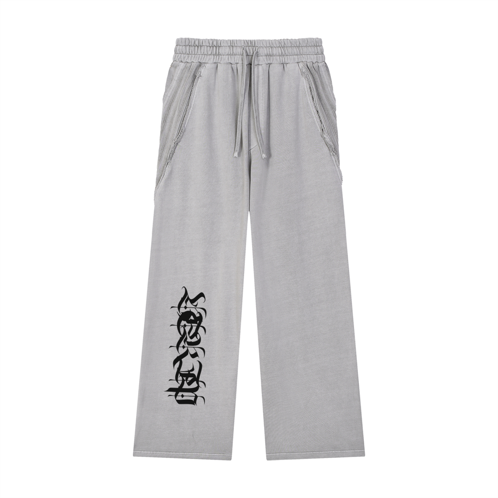 MOON - Snow Washed Tape Raw Edge Sweatpants