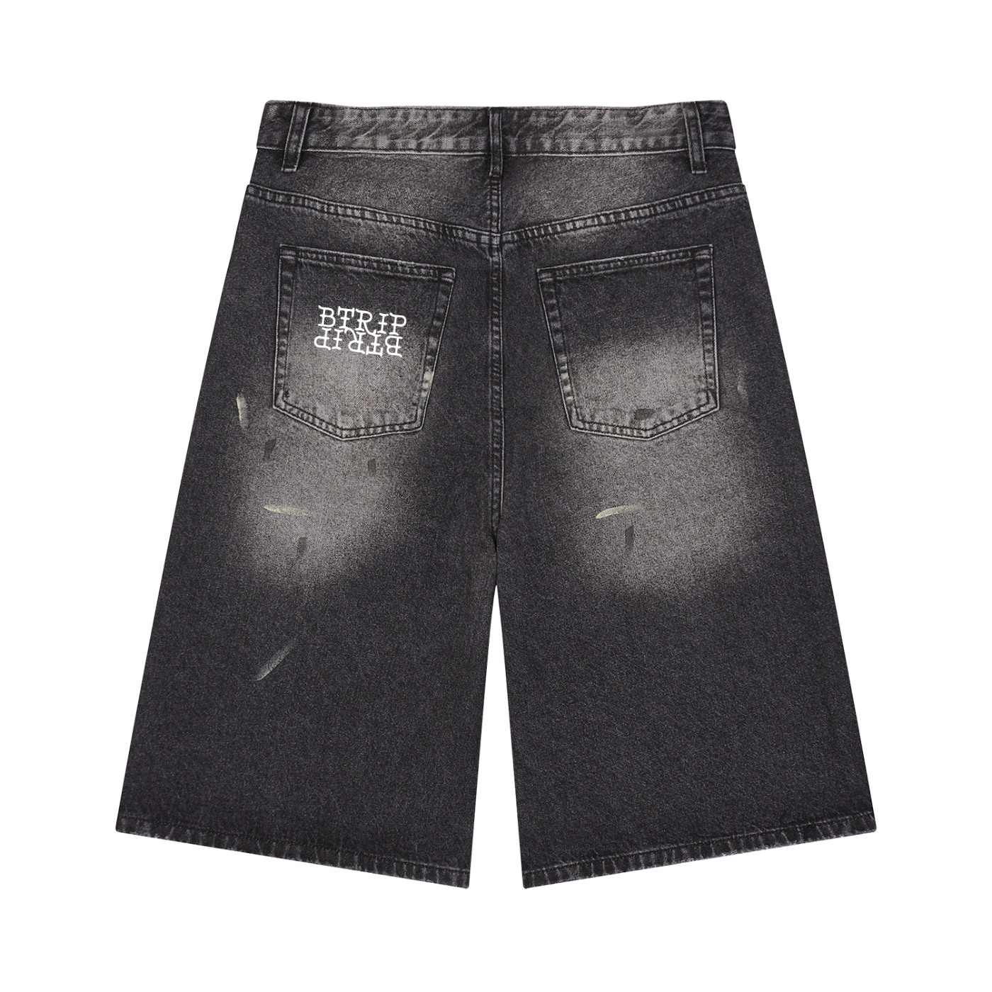 MAN DOWN - Men’s Vintage Wash Wide Leg Denim Shorts 002