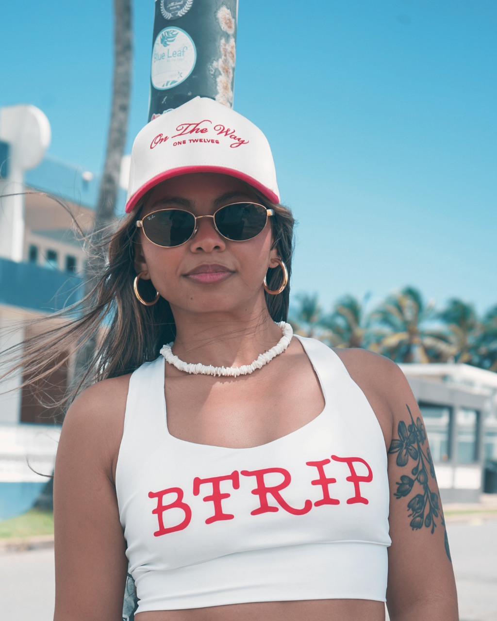 BTRIP Longline Skull Sports Bra — White