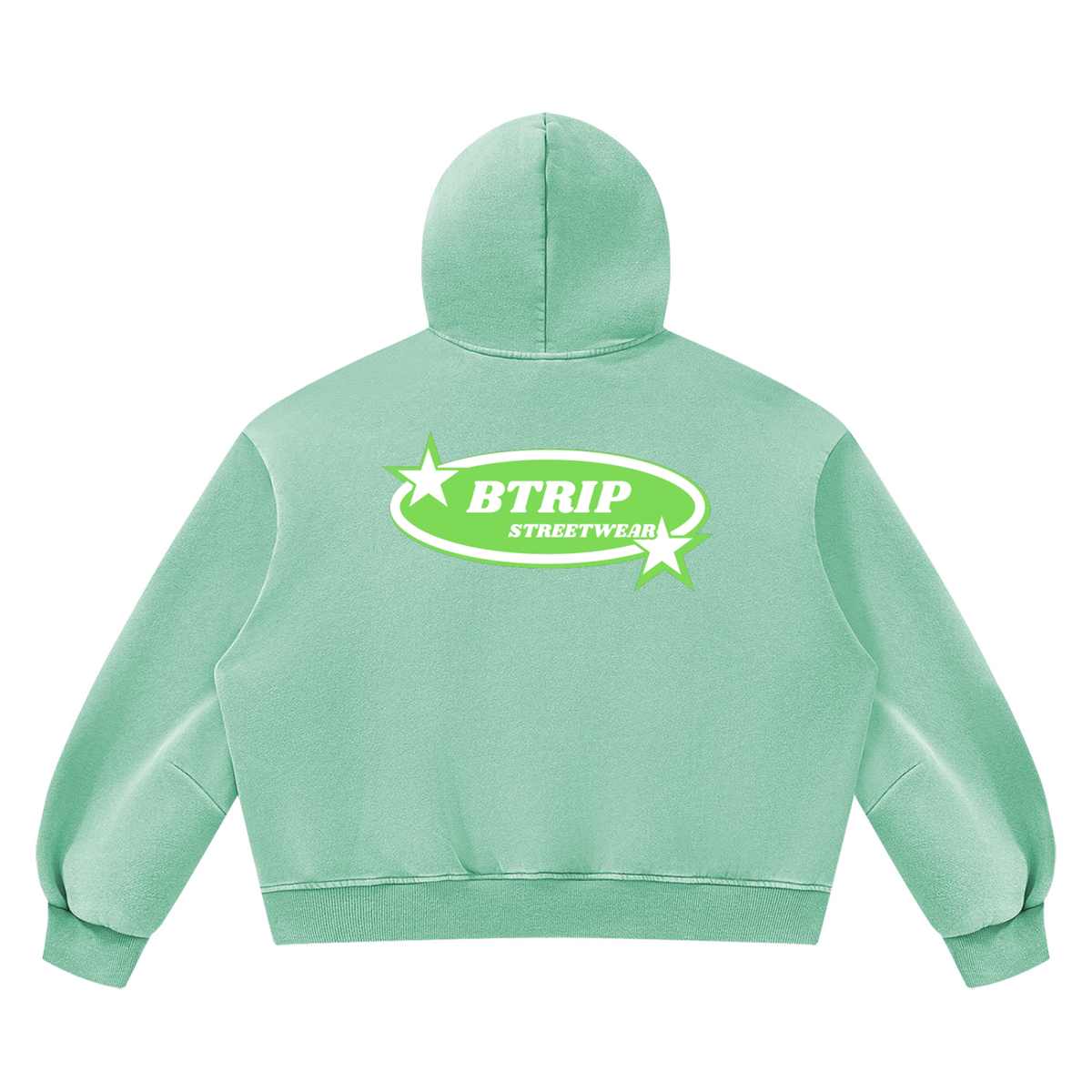 BTRIP STREETWEAR | The Green Logo Vintage Wash Boxy Hoodie