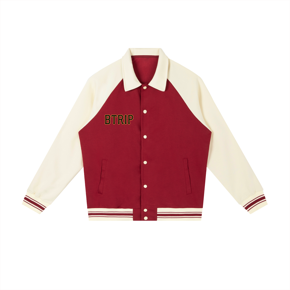 PIRVTES - Contrast Raglan Sleeve Baseball Jacket