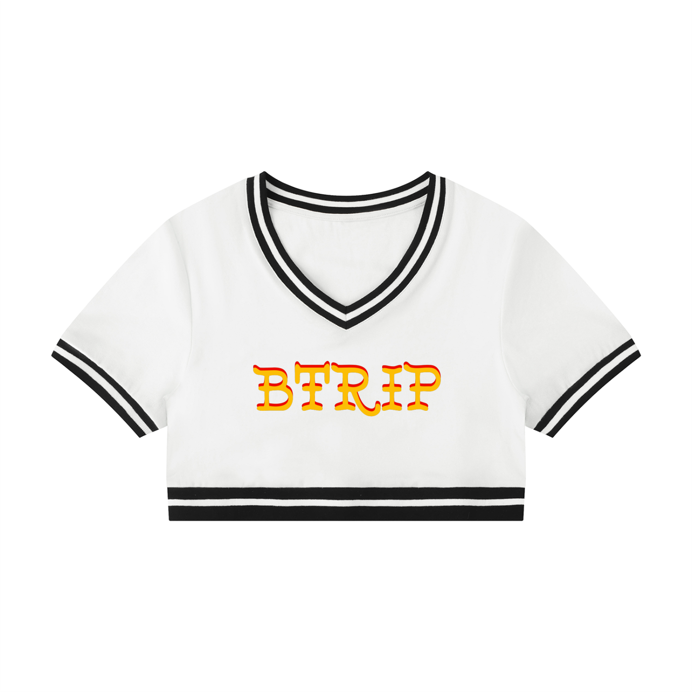 GUVYNVBO - Color Block V-Neck Crop Shirt