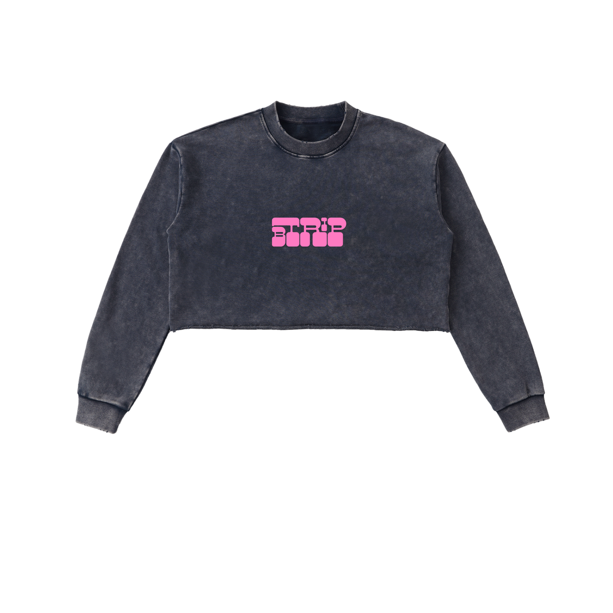 BTRIP PNK | The Snow Washed Raw Edge Cropped Sweatshirt