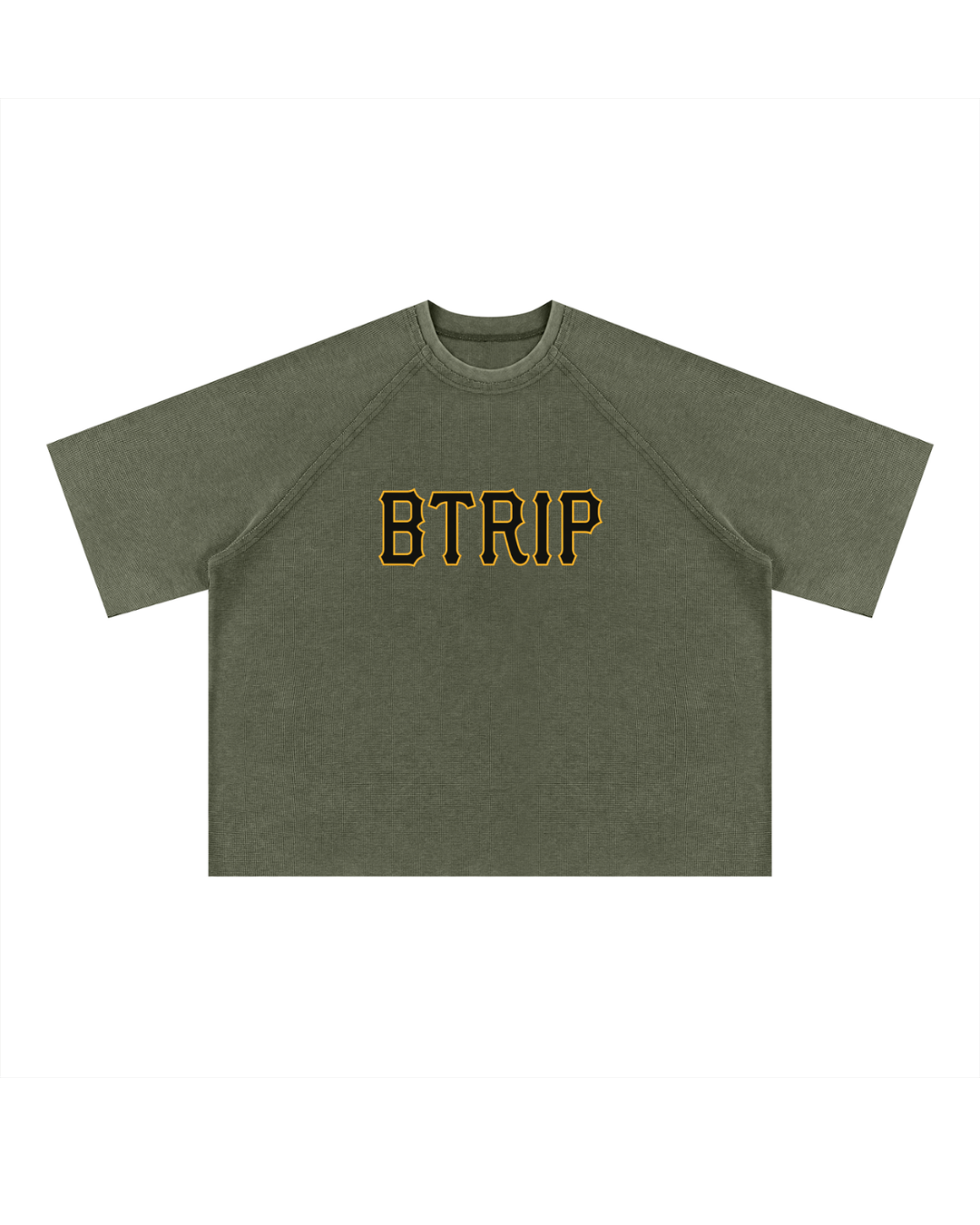 PIRVTES - Unisex Mineral Wash Boxy Waffle T-Shirt