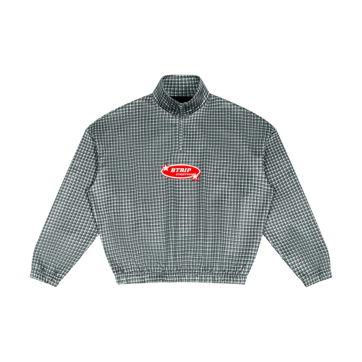 BTRIP STREETWEAR | The Plaid Quarter-Zip Oversized Sweatshirt