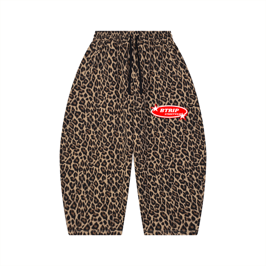 BTRIP STREETWEAR | Unisex Leopard Barrel Leg Sweatpants